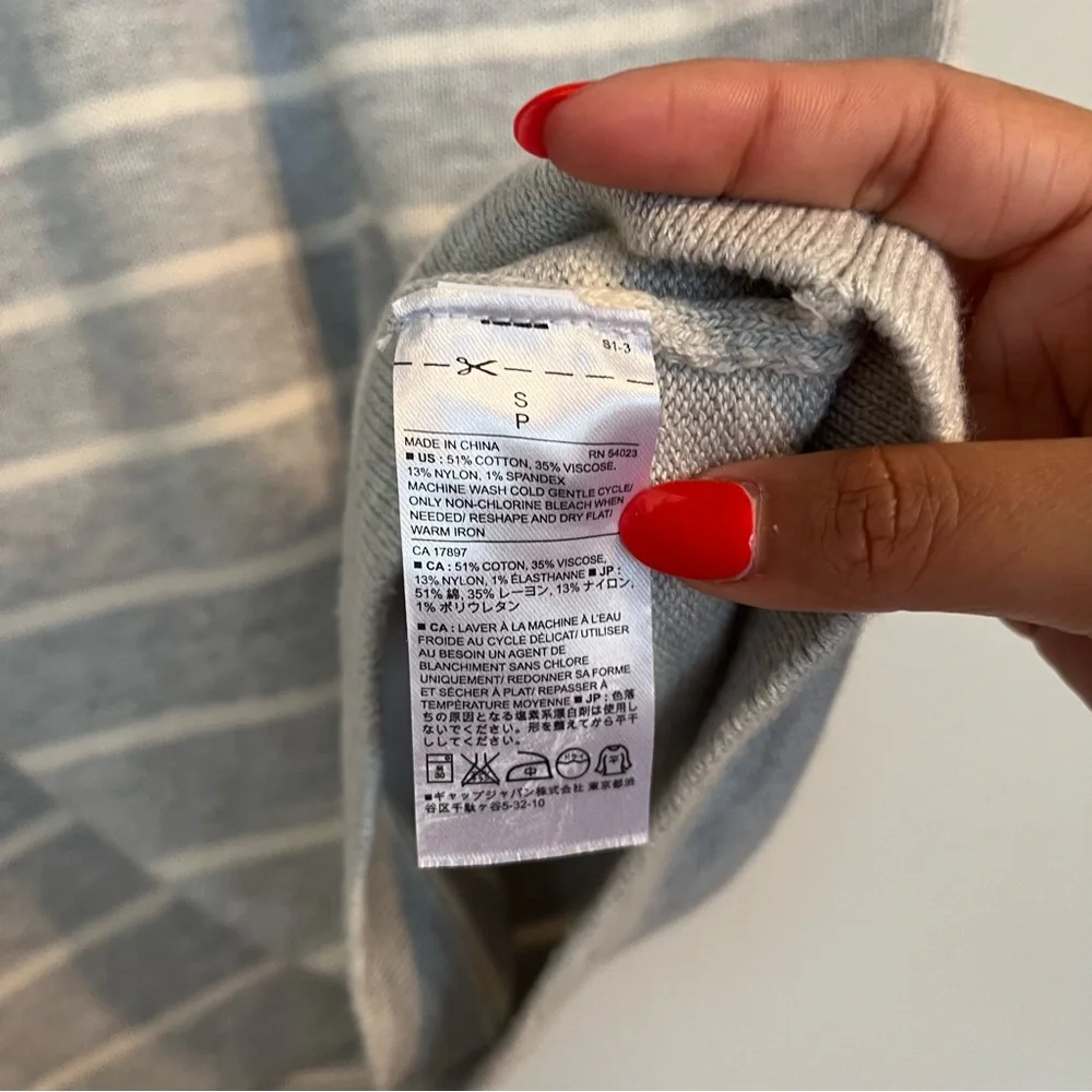 Banana Republic Womens Gray White Short‎ Sleeve Cotton Dress Casual Small - Picture 5 of 10